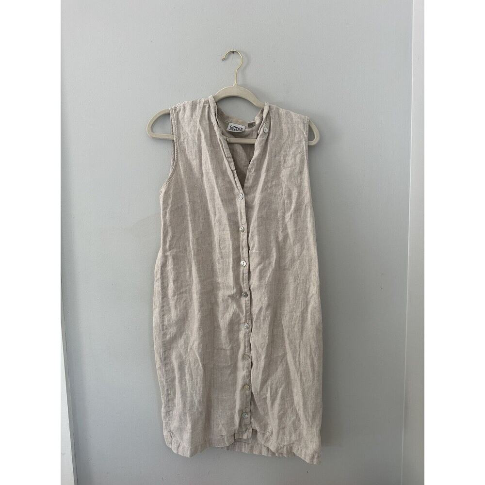 Chicos Design Women’s Sleeveless Button Down Linen Tunic Dress Size 1